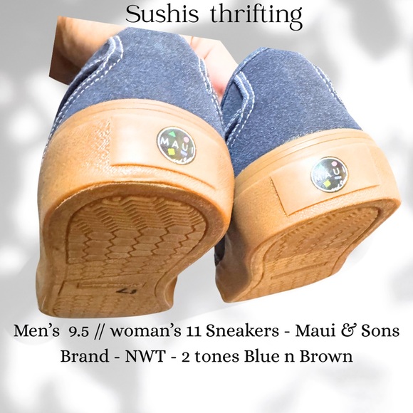 Maui and Sons Blue and Brown Sneakers with Classic Skate Design Size 9.5 - Picture 5 of 6